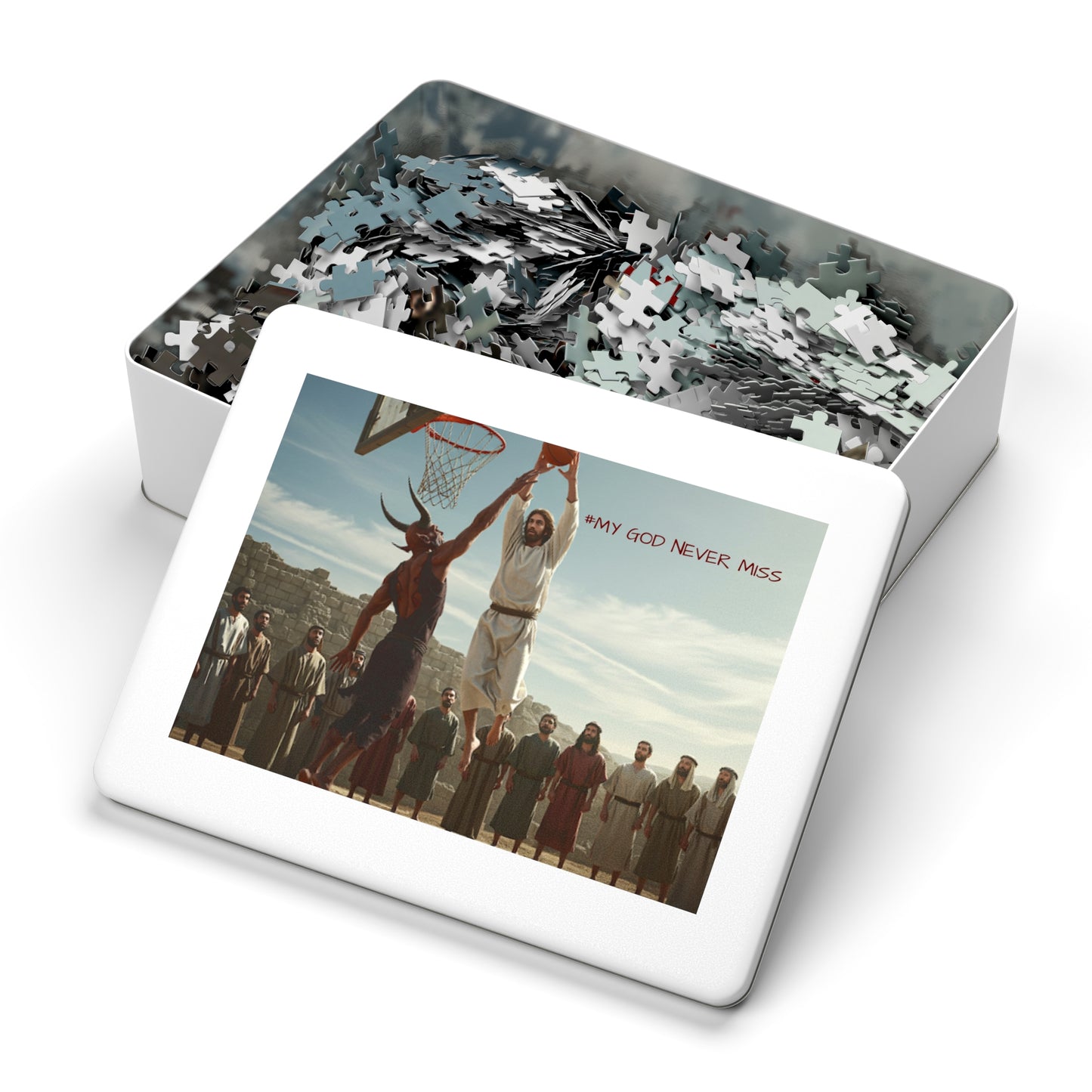 "#NeverMiss" Basketball Jigsaw Puzzle (Includes Tin) — Inspirational Puzzle